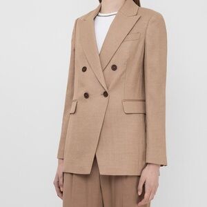 Brunello Cucinelli Light Brown Double-Breasted Blazer